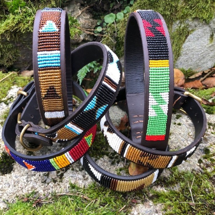 Small Maasai Beaded Dog Collar 33 to 36cm